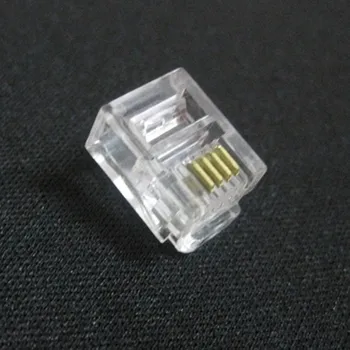 100pcs/monte Conector RJ11 6P4C Modular Plug Banhado Conector de Rede do Cristal de Cabeça
