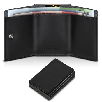 Teehon Mini Preto Carteira de Homens Luxo Fino Titular do Cartão de Crédito Slim Luz Bolsa RFID