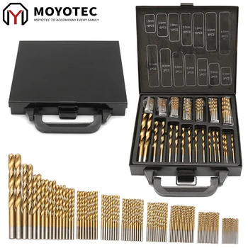 MOYOTEC 99pcs Revestido de Titânio Bit Broca Aço de Alta para o Woodworking de Plástico E Alumínio Broca HSS Conjunto de Bits Com Caixa