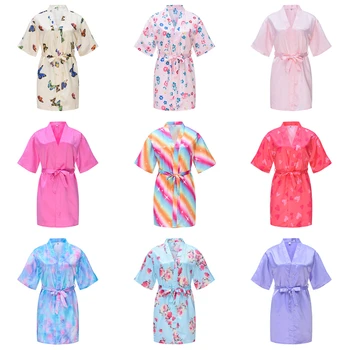 Kimono roupas para Meninas de Pijama Japonês Yukata Crianças estampa Floral Pijamas Primavera Verão Bonito Camisola Casual, Roupão de banho Vestido
