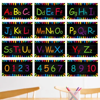 12 PCS Garoto Alfabeto, Números de Cartaz DIY Decoração de sala de Aula Poster Abc Carta para Criança Bebê Aprendizagem Brinquedo Professor Aids