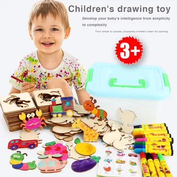 100Pcs Brinquedos Desenho Brinquedos Colorir Conselho Crianças Criativas Doodles Aprendizagem Precoce de Educação Brinquedo de Menino Menina Aprender Ferramentas de Desenho