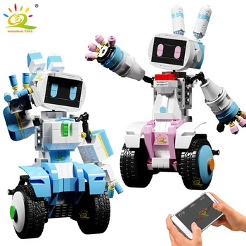 HUIQIBAO 800+pcs RC Elétrico de Programação do Robô Inteligente de Construção de Blocos de Controle de Aplicativo Mecânica de Tijolos de Tecnologia de Brinquedos para Crianças