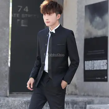2023 estilo chinês homens zhongshan fato melhorou homens stand da gola do terno de homens de vestido de noiva comercial terno conjunto de m-4xl g227