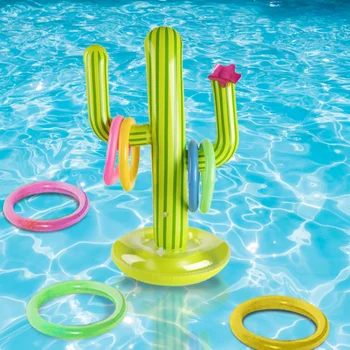 Verão de PVC Inflável Cacto Acessórios para piscinas Ring Toss Jogos Piscina Flutuante Com 4 Anel de Pai-filho Festa ao ar livre do Jogo