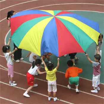 Novo 2M arco-íris Guarda-chuva pára-Quedas de Brinquedo de Crianças Sport Jogos ao ar livre Saltar-Saco Ballute trabalho em equipe Jogar Jogo de Brinquedos Para Crianças de Presente