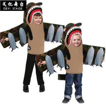 Crianças de macacão cosplay de tubarão caça, terno da fase de caça, terno, terno, terno, terno o traje da mascote do traje de Halloween traje