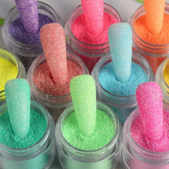 10 ml/frasco Colorido Spar Brilhando Açúcar Unhas de Glitter Doces Pó de Cor de arco-íris Prego Pigmento de Pó de Manicure Nail Art e Decorações
