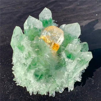 780g Verde Natural espírito de Quartzo Cluster de Cristal Mineral Amostra de Cura