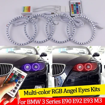 Para o BMW Série 3 E90 E92 E93 M3 2007-2013 Coupé cabriolet 16 cores RGB Angel Eyes LED Halo Anéis de RF sem Fio Controle de DRL