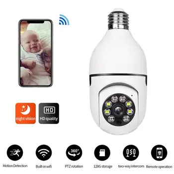 2MP Wifi Survalance Câmera 1080p 360° E27 Lâmpada Tipo de Mini Câmera de Infravermelho de Visão Noturna IR de Casa Inteligente sem Fio da Câmera de Segurança