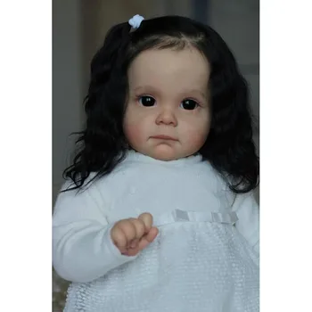 60CM Bebe Boneca Reborn Criança Maggi em Preto Enraizada Cabelo Soft Touch 3D da Pele com Veias Visíveis de Arte de Alta Qualidade Boneca