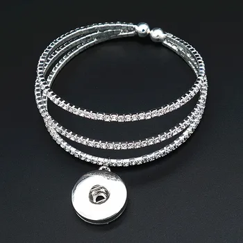 Moda Encantador de Cristal snap bracelete pulseira de ajuste de 18MM snap botões jóias por atacado SG0175