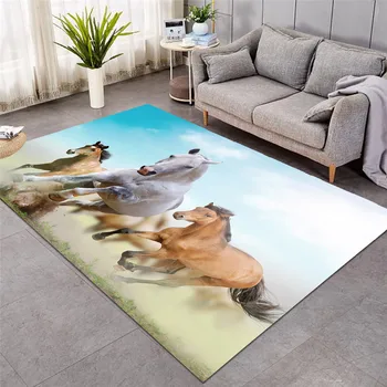 Os Cavalos novos Grandes Tapetes para Sala de estar Impressos em 3D Tapete Fotografia Tapete de Área Animal de Moda Tapetes