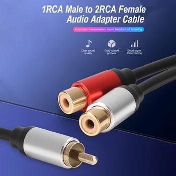Metal RCA 1 Masculino a Dupla 2-RCA Fêmea RCA Adaptador Estéreo Adaptador Y Divisor de Cabo de Áudio Amplifierfor Smartphones de Console