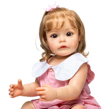 55CM Renascer Boneca de Corpo Inteiro de Silicone Criança Menina Princesa Sue-Sue detalhada à Mão Pintura Enraizada Cabelo Impermeável Brinquedos para Crianças
