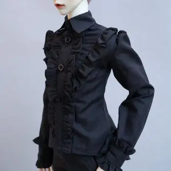 BJD boneca com roupas adequadas para 1-3 1-4 tio tamanho dos homens do laço preto de mangas compridas tops boneca acessórios