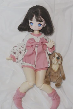 BJD boneca com roupas adequadas para 1-4 tamanho de moda e Urso bonito menina coelho menina grande arco de uma peça de boneca acessórios