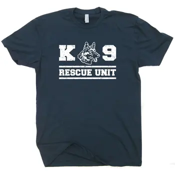 2019 Moda Verão Estilo K9 Cão de Salvamento T-Shirt Militar Camisas Unidade de Polícia Manipulador de Bombeiro Pastor alemão Tee de Mens T-shirt