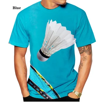Moda, Esportes Badminton 3d Print T-Shirt Homens, Legal, Engraçado Gola Redonda Tops da Moda Camisas XS-5XL
