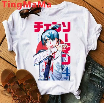 Motosserra Homem Pochita Makima tshirt roupas de homens estética engraçado anime mangá de impressão de t-shirt manga
