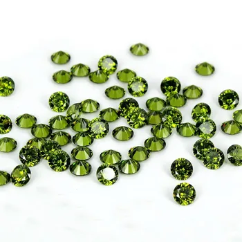 De Cor verde-oliva Pedras de Zircônia Cúbicos Forma Redonda Pointback Design de Contas Para Nail Art 3D Decorações de Suprimentos Para a Jóia DIY 5-18mm