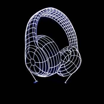 Criativo Fone de ouvido Iluminação de Lâmpadas de Tabela de Modelagem Colorida 3d Lâmpada do Interruptor do Toque Visual Led Estéreo Gradual Nightlight