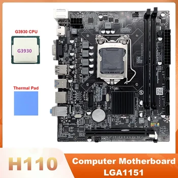 H110 placa-Mãe do Computador LGA1151 Suporta Celeron G3900 G3930 CPU Suporta Memória DDR4 Com G3930 CPU+Almofada Térmica