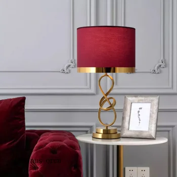 Presente de casamento lâmpada de mesa de casamento lâmpada de cabeceira do quarto de casamento sala de dote lâmpada vermelho brilhante, criativa, moderna e simples de luxo