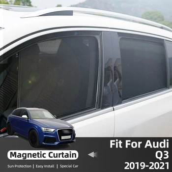 Carro Personalizado Pára-Sol Para O Audi Q3 F3 2019-2022 Magnético Janela De Proteção Solar Malha Cortina Dianteiro E Traseiro Acessório Do Carro, Viseira Do Sol Tampa