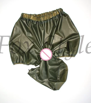 Exótica de látex de borracha capuzes ligar shorts calcinha com a boca sexy transparente verde