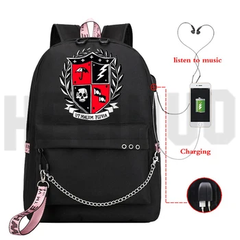 O Umbrella Academy Mochila com Cadeias de Softback Bookbag Kawaii mochilas Escolares Adolescentes Mochila Mulheres de Carregamento USB Travelbag