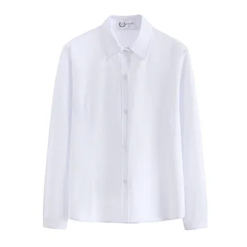 NOVO coreano Garotas de Uniforme Escolar da Faculdade de Vento JK Camisa de Verão Nova V-pescoço Longo da Luva de Trabalho Uniforme de Estudante Tops Soltos Camisa Branca