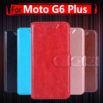 Para Motorola Moto G6 Plus Case Flip Luxo Carteira de Couro do PLUTÔNIO de Silício Kickstand Capa Para Moto G6Plus 5.93