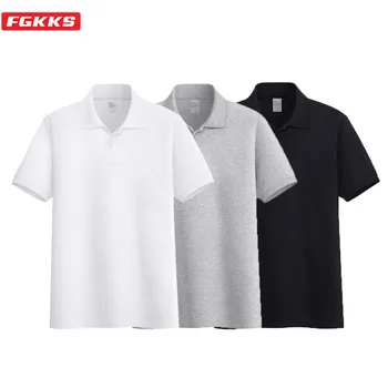 FGKKS de Verão, Homens de Manga Curta, Camisa de Polo de Moda da Marca Homens de Alta Qualidade POLO Camisas de Cor Sólida Casual Camisa Polo Tops Masculinos