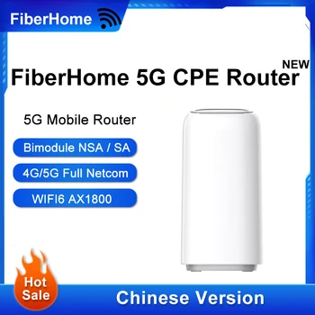 NOVO FiberHome 5G Roteador CPE Cartão SIM Quad Core Dual Band WiFi6 AX1800 Gigabit Ethernet de Porta Dupla Suporte de Modo NSA/SA